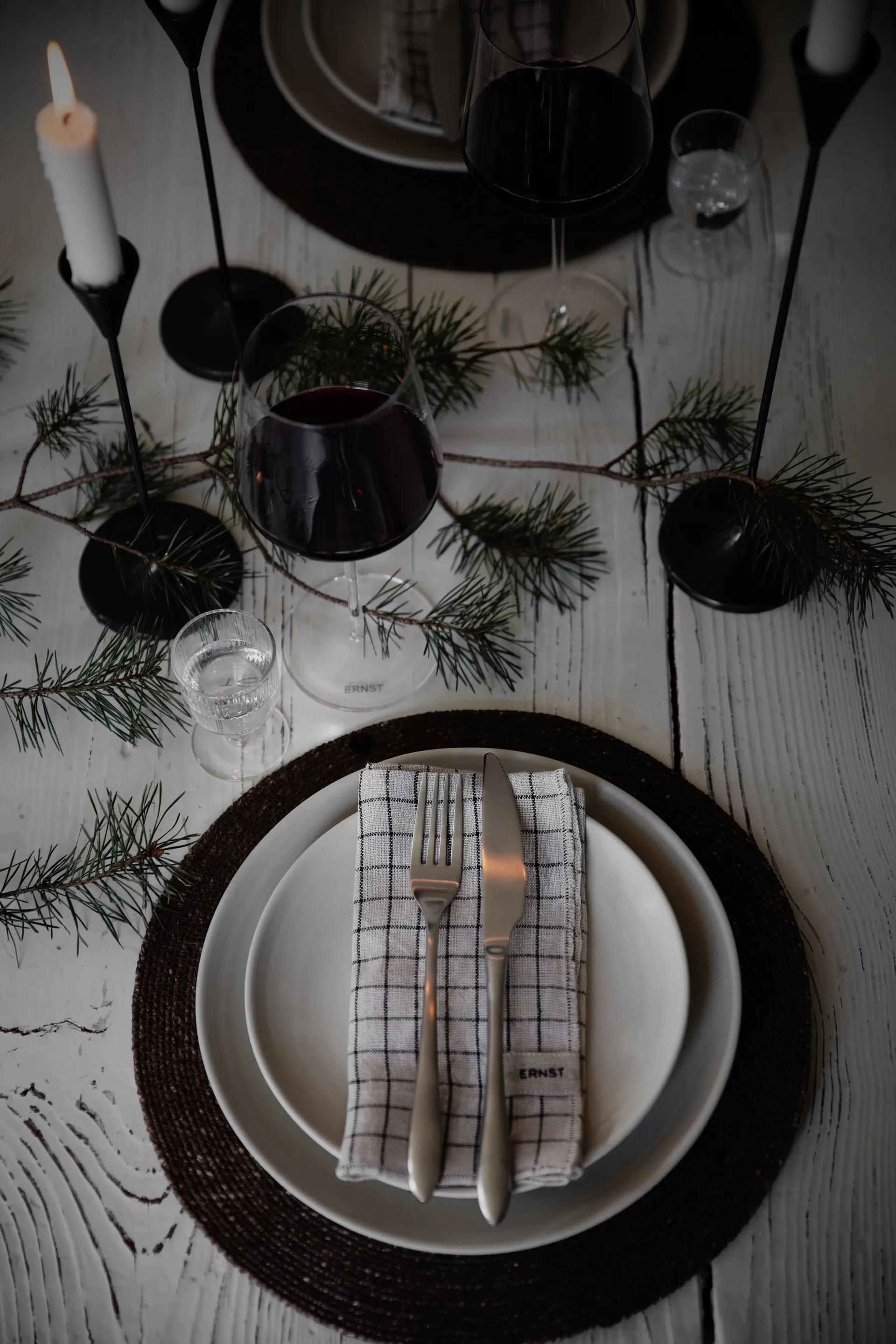 Πετσέτες Ernst 2 τεμαχίων καρό 40x40 εκ, Μαύρο-μπεζ ERNST