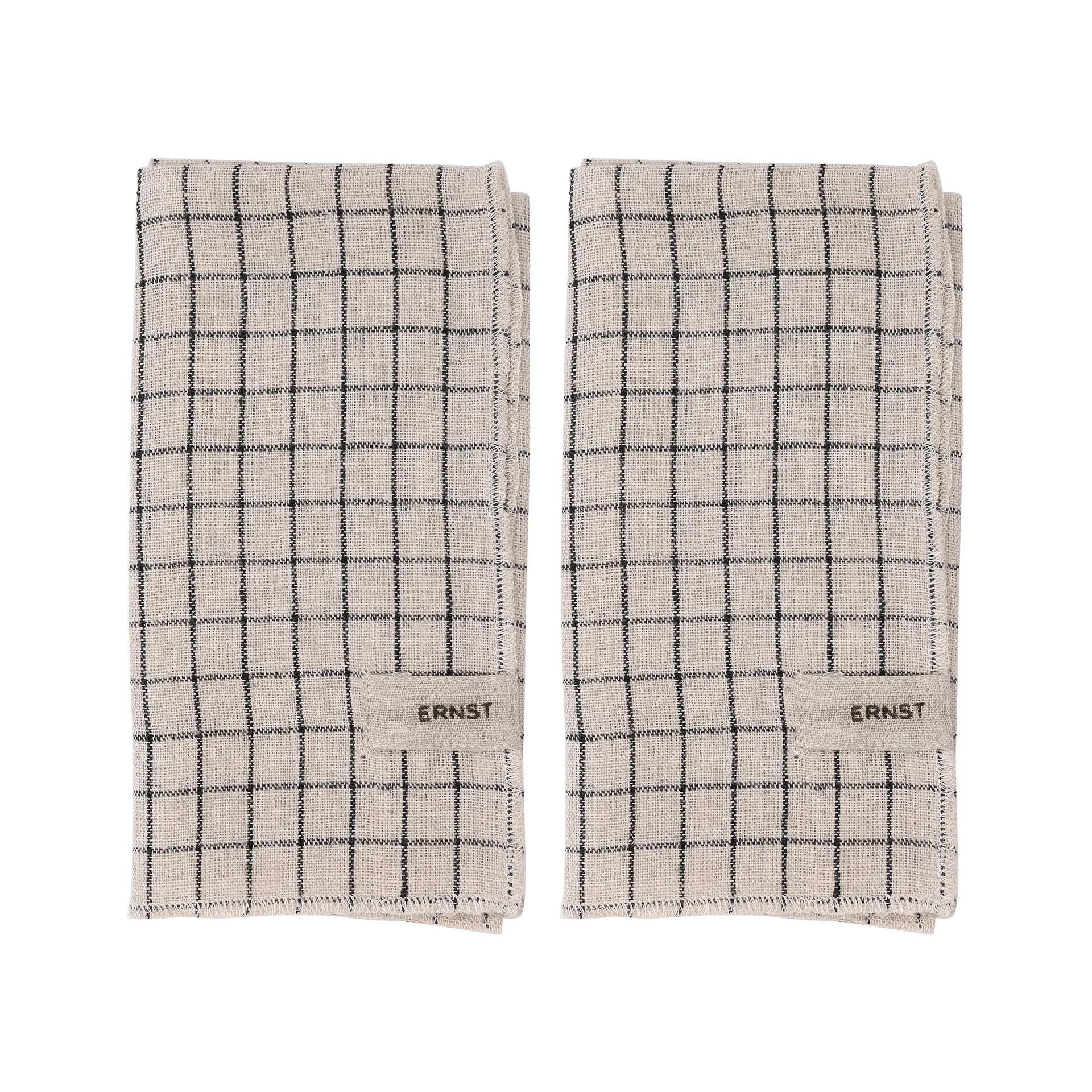 Πετσέτες Ernst 2 τεμαχίων καρό 40x40 εκ, Μαύρο-μπεζ ERNST