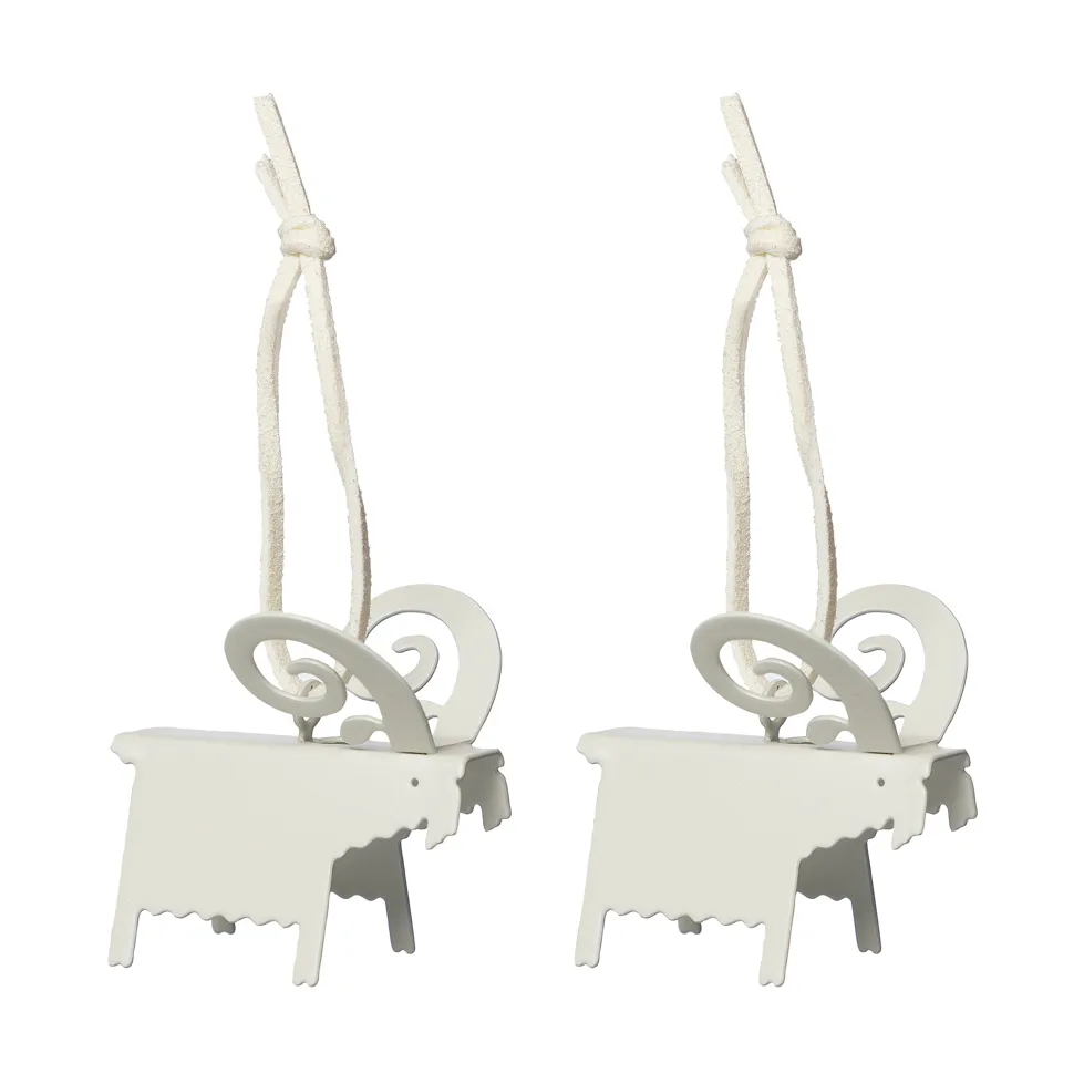 Ernst χριστουγεννιάτικο στολίδι κατσίκι 2-pack, Λευκό 5 cm ERNST