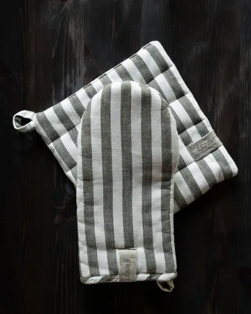 Γάντι φούρνου Ernst πλατιά ρίγα 23x25 εκ. - Φασκόμηλο, λευκό - ERNST