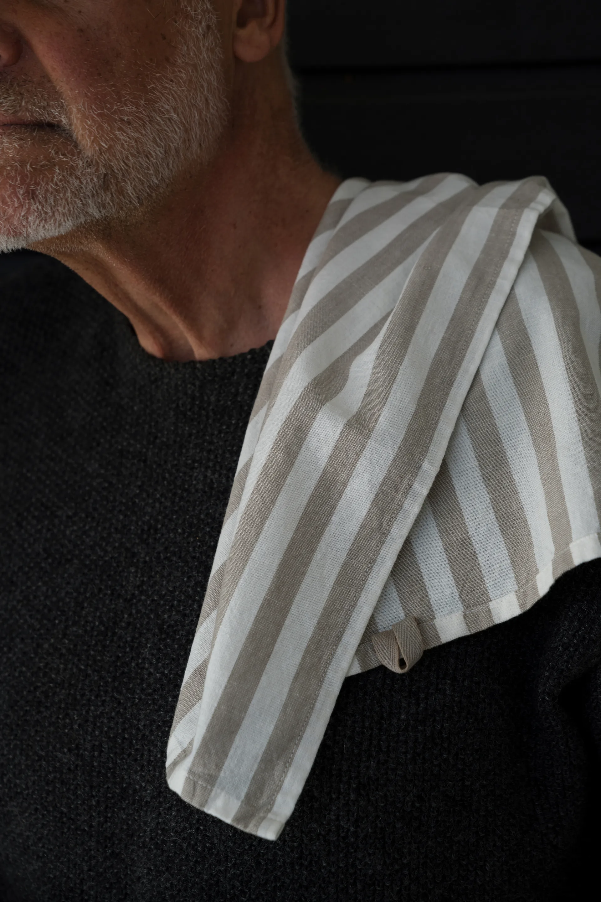 Πετσέτα κουζίνας Ernst φαρδιές ρίγες 47x70 εκ., Μπεζ-λευκή ρίγα ERNST