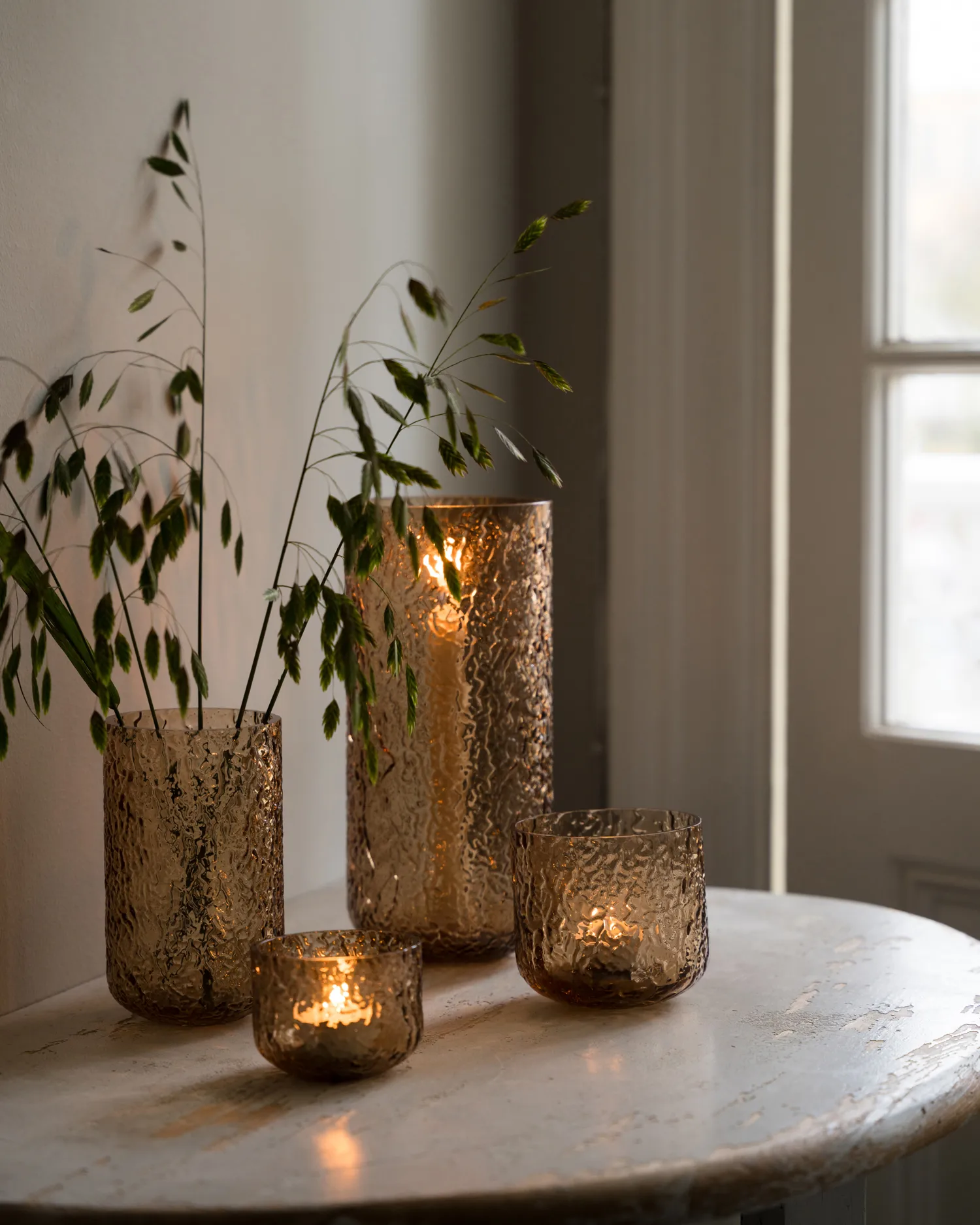 Ernst βάζο/φανάρι με σχέδιο, Κεχριμπάρι, Ø9x10 εκ. ERNST