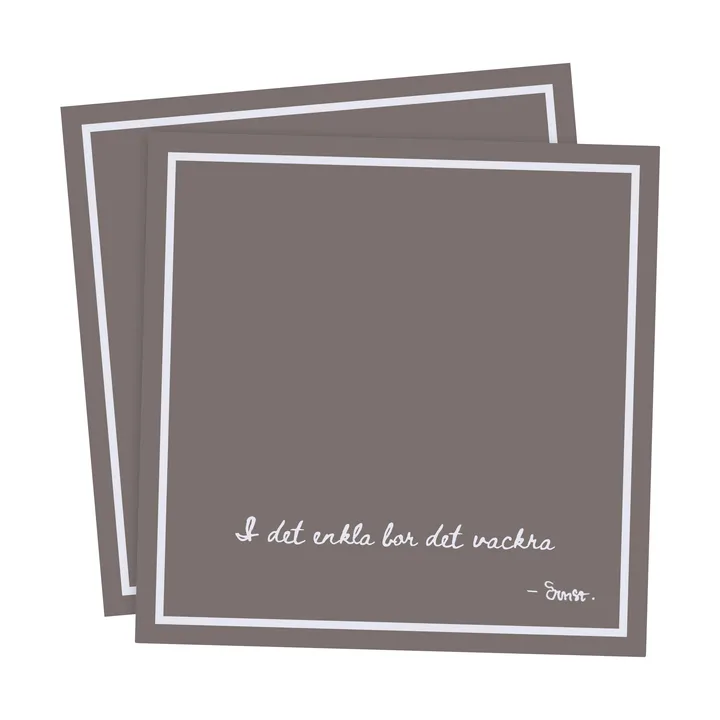 Ernst πετσέτα με ρητό I det enkla Συσκευασία 20 τεμαχίων - Σκούρο καφέ-γκρι - ERNST