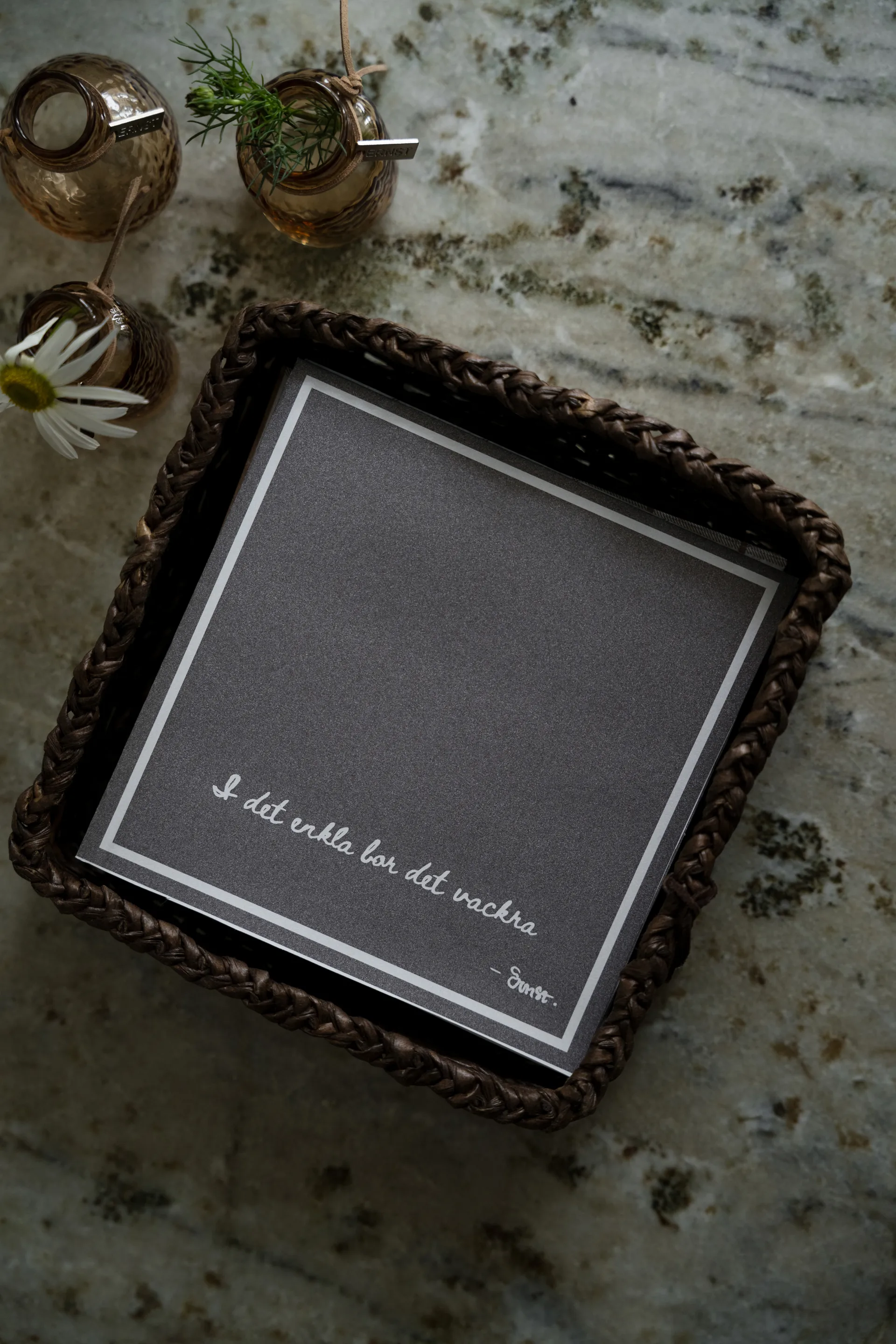 Ernst πετσέτα με ρητό I det enkla Συσκευασία 20 τεμαχίων, Σκούρο καφέ-γκρι ERNST