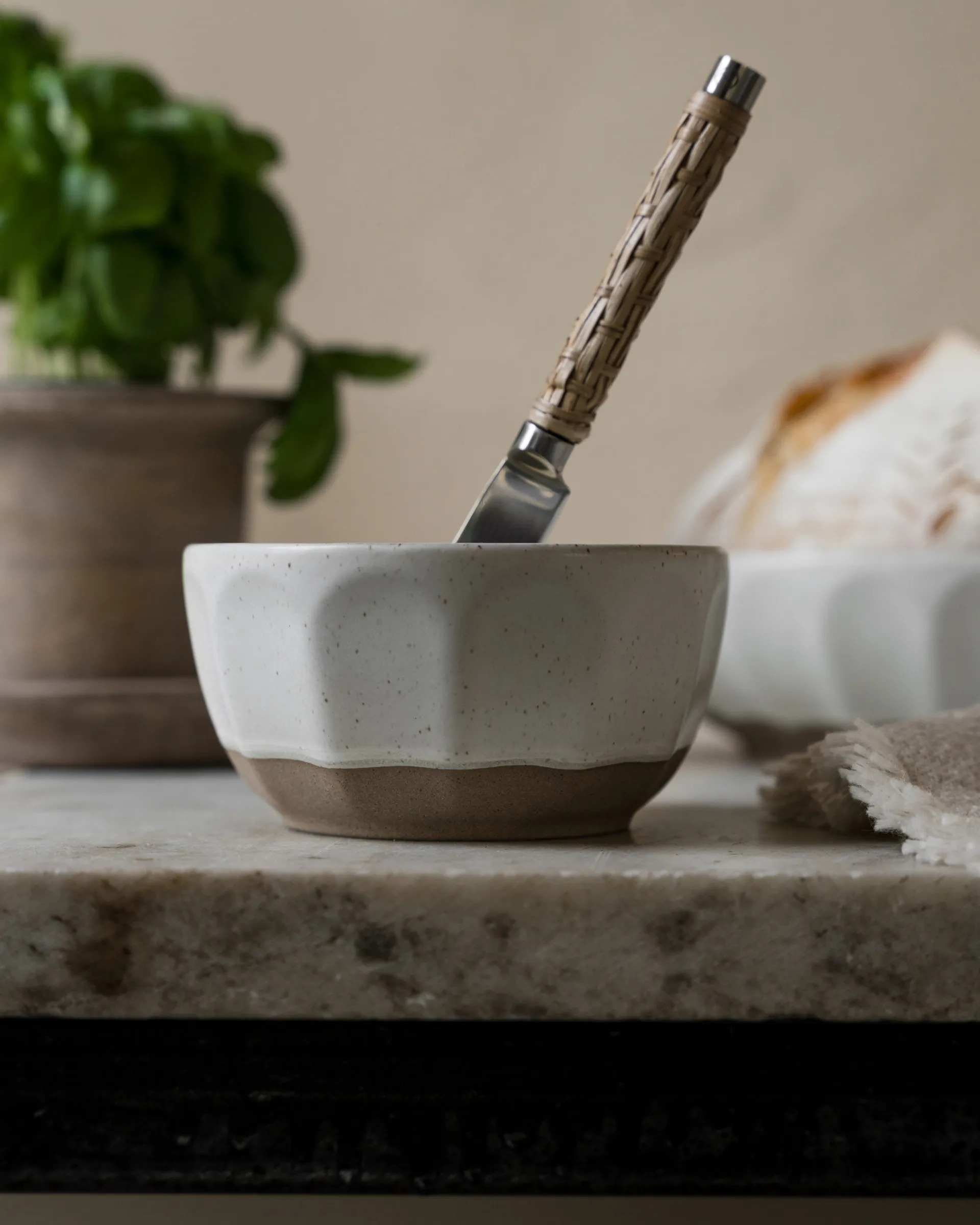 Ernst μπολ από stoneware, Λευκό-φυσικό, Ø12 εκ. ERNST