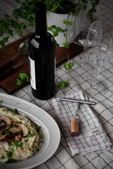 Ernst tablecloth checkered 145 x 200 εκ. - Φυσικό-μαύρο - ERNST