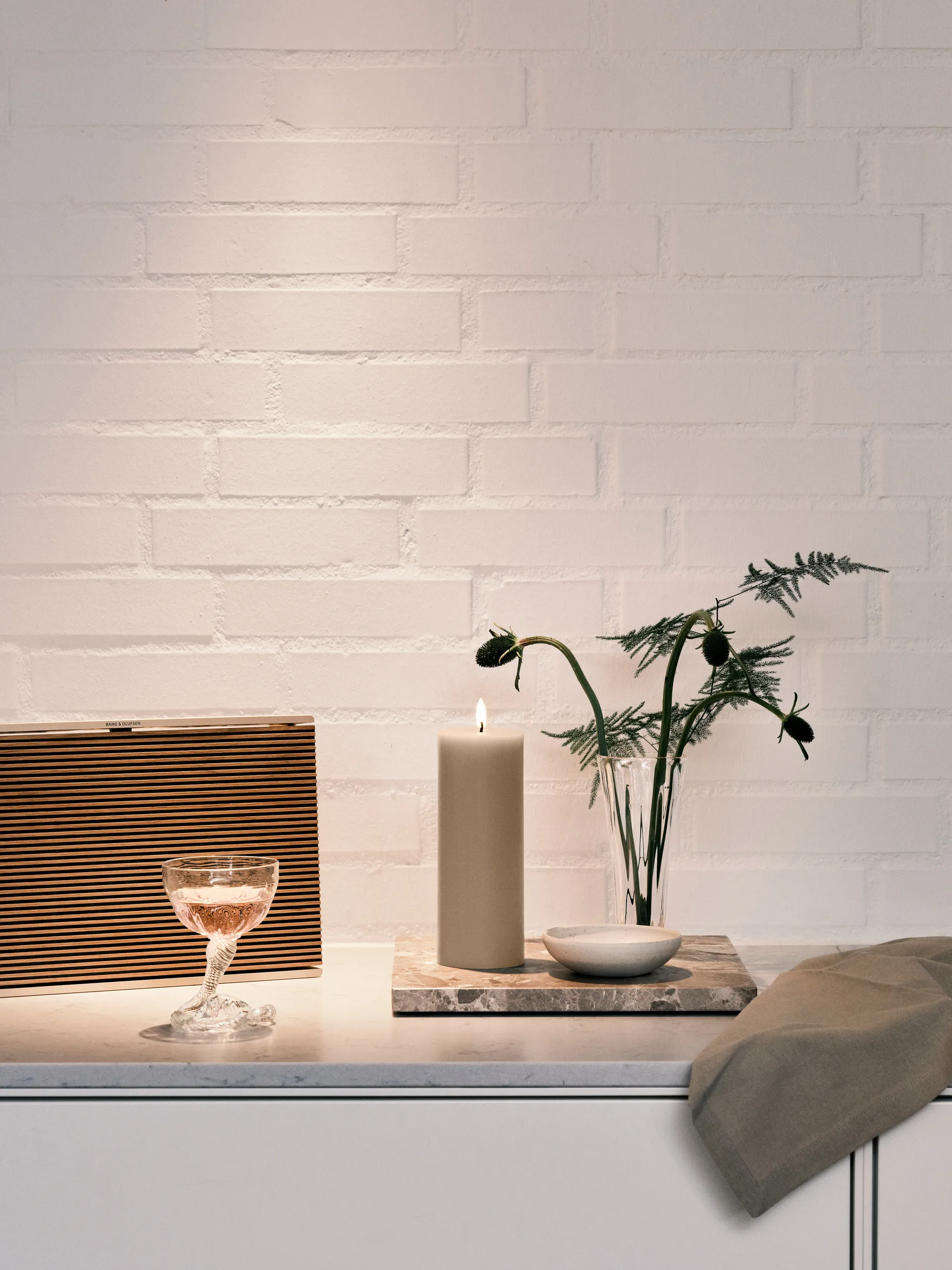 ester & erik κερί μπλοκ LED, 22 Linen Grey, 20 cm ester & erik