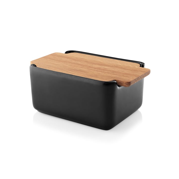 Nordic kitchen πιάτο βουτύρου με δρύινο καπάκι 10x15 cm - Μαύρο - Eva Solo