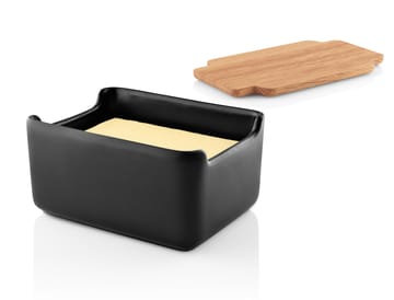 Nordic kitchen πιάτο βουτύρου με δρύινο καπάκι 10x15 cm - Μαύρο - Eva Solo