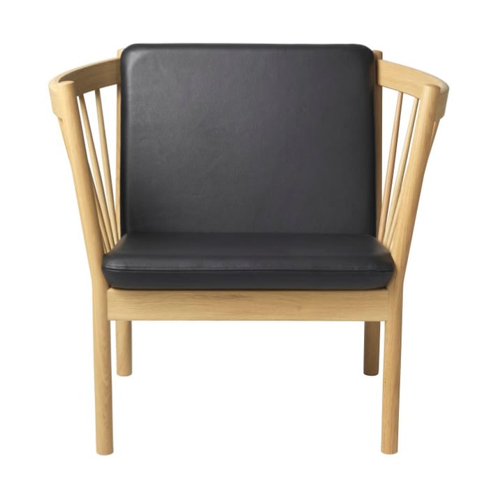 Πολυθρόνα J146 - Oak nature lacquered-black leather - FDB Møbler