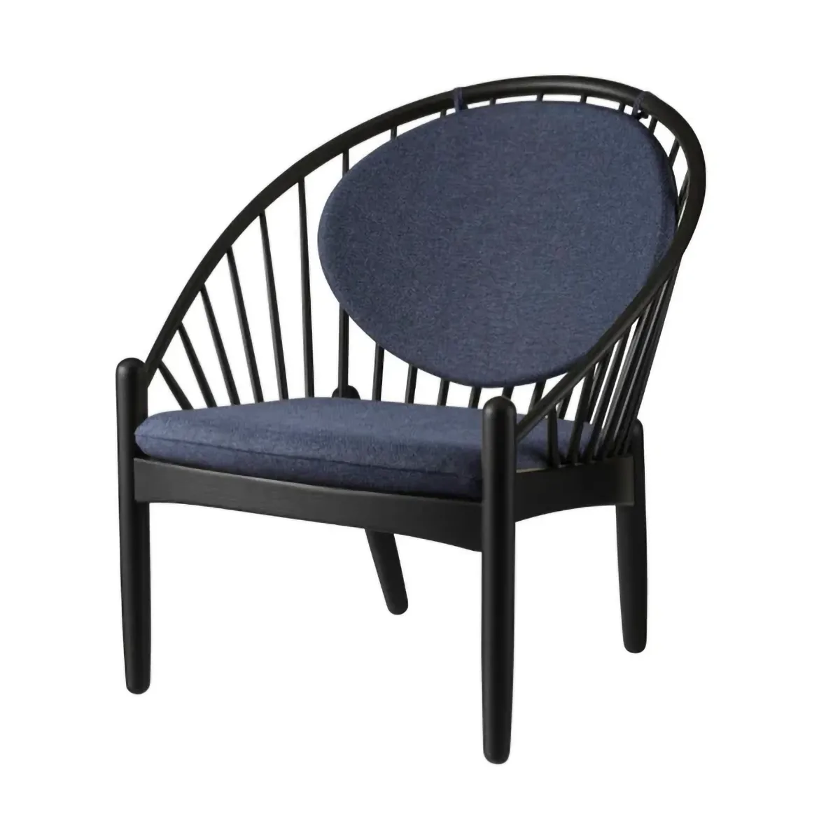 J166 Jørna καρέκλα, Black painted oak-dark blue FDB Møbler