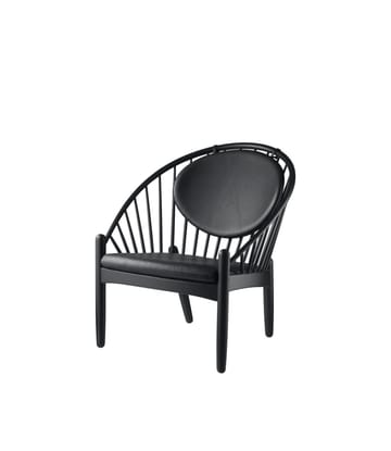 J166 Jørna καρέκλα - Oak black painted-black leather - FDB Møbler