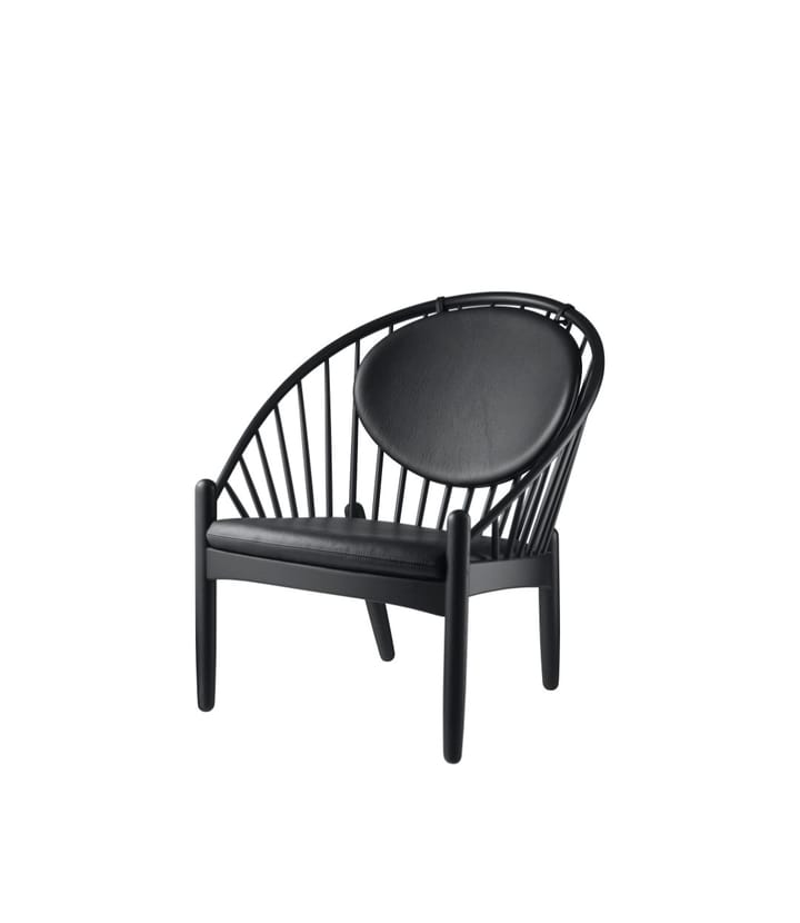 J166 Jørna καρέκλα, Oak black painted-black leather FDB Møbler