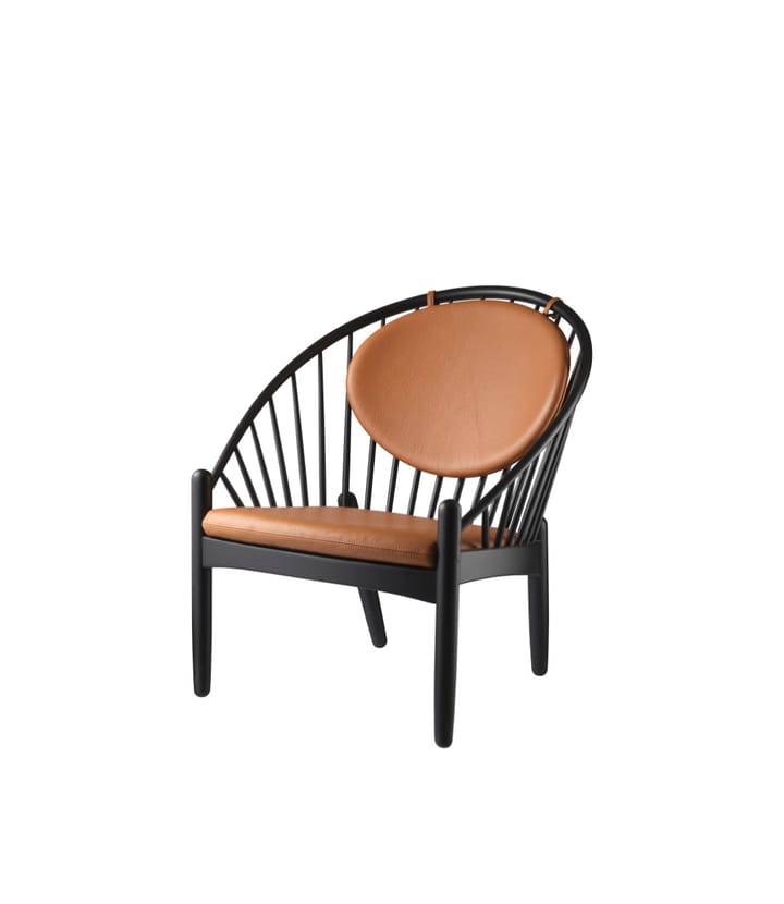 J166 Jørna καρέκλα, Oak black painted-cognac leather FDB Møbler
