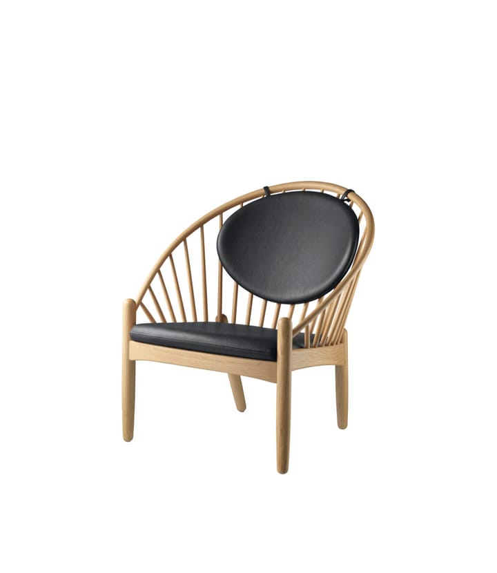 J166 Jørna καρέκλα, Oak nature lacquered-black leather FDB Møbler