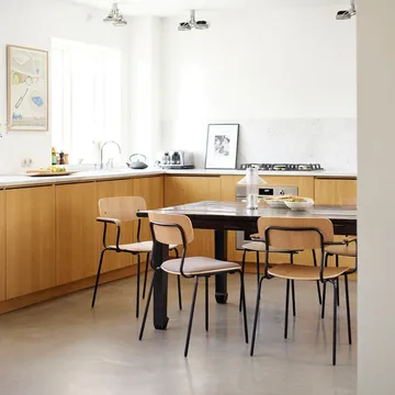 J182 Holmen καρέκλα - Oak veneer-black legs-taupe - FDB Møbler