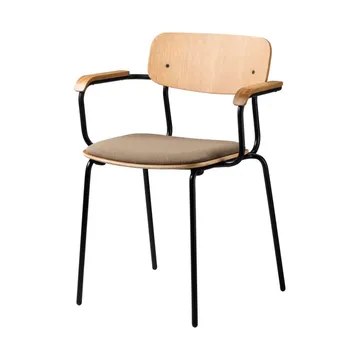 J183 Holmen πολυθρόνα με μπράτσα - Oak veneer-black legs-taupe - FDB Møbler