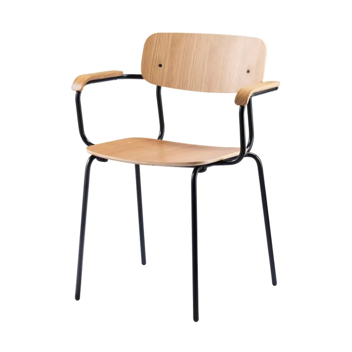 J183 Holmen πολυθρόνα με μπράτσα, Oak veneer-black legs FDB Møbler