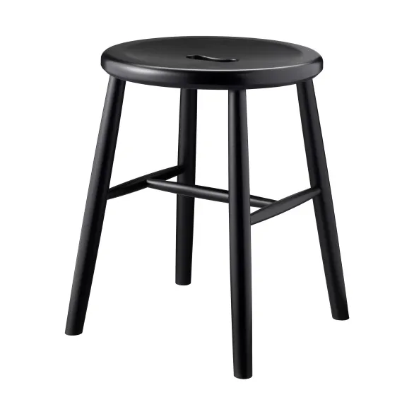 J27 στρογγυλό σκαμπό - Beech black painted, Ø35x45,5 cm - FDB Møbler