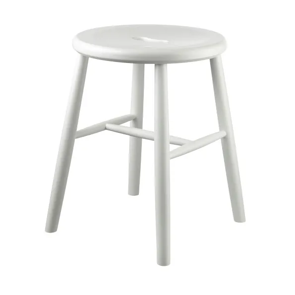 J27 στρογγυλό σκαμπό - Beech white painted, Ø35x45,5 cm - FDB Møbler