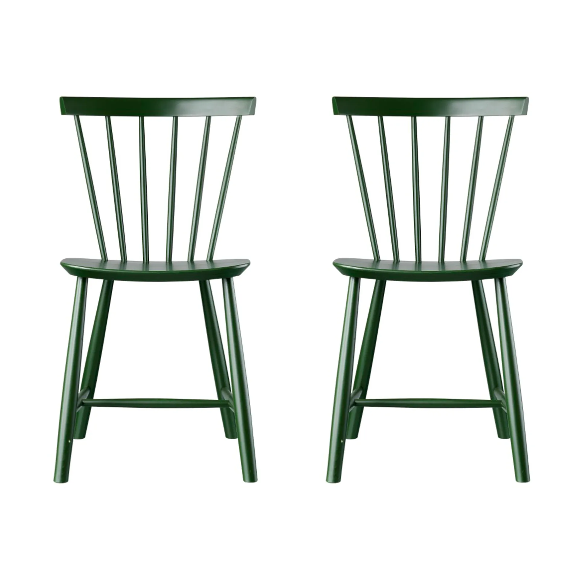 J46 καρέκλα, Beech bottle green painted, σετ 2 τεμαχίων,  FDB Møbler