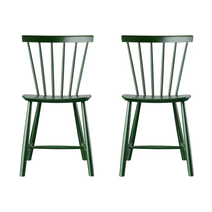 J46 καρέκλα, Beech bottle green painted, σετ 2 τεμαχίων - FDB Møbler