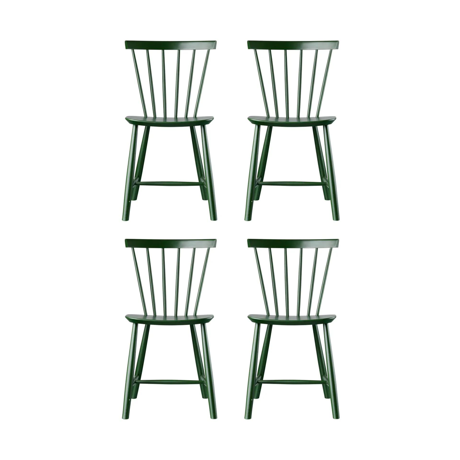J46 καρέκλα, Beech bottle green painted, σετ 4 τεμαχίων,  FDB Møbler