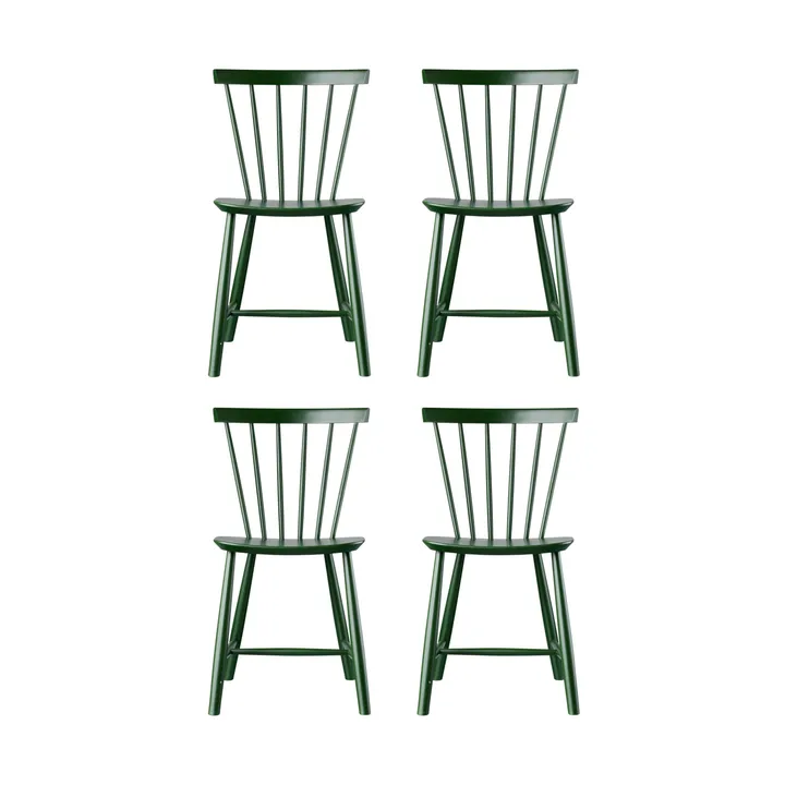 J46 καρέκλα, Beech bottle green painted, σετ 4 τεμαχίων - FDB Møbler