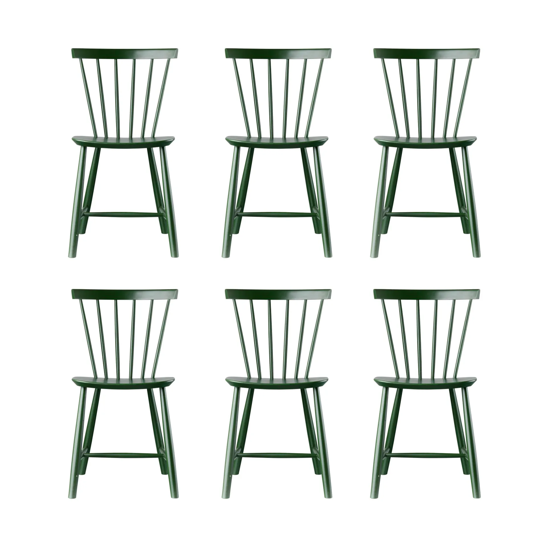 J46 καρέκλα, Beech bottle green painted, σετ 6 τεμαχίων,  FDB Møbler