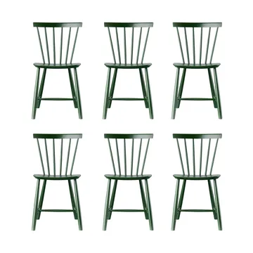 J46 καρέκλα, Beech bottle green painted, σετ 6 τεμαχίων - FDB Møbler