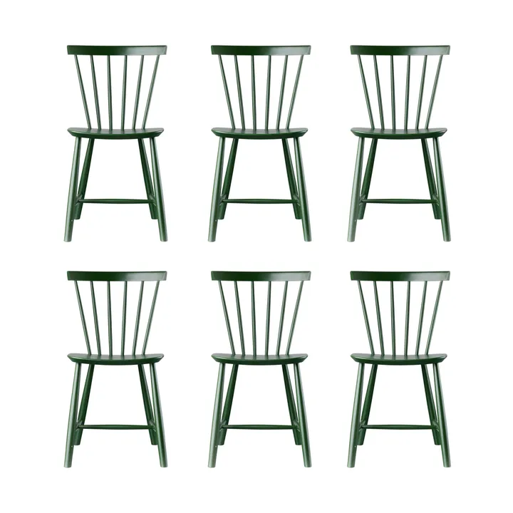 J46 καρέκλα, Beech bottle green painted, σετ 6 τεμαχίων - FDB Møbler