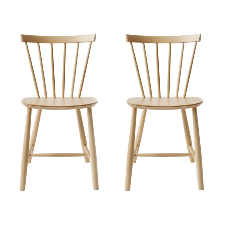 J46 καρέκλα, Beech nature lacquered, σετ 2 τεμαχίων - FDB Møbler