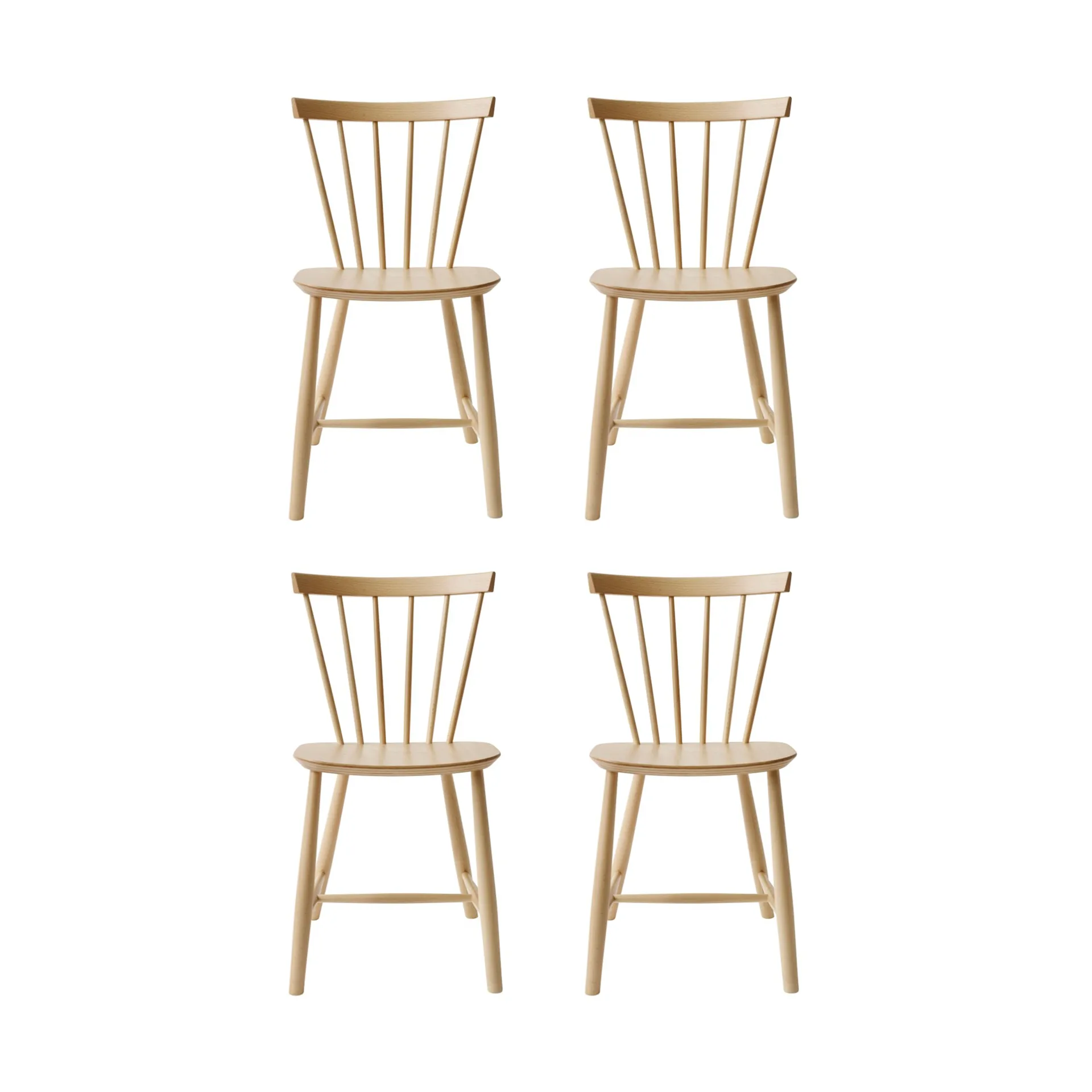 J46 καρέκλα, Beech nature lacquered, σετ 4 τεμαχίων,  FDB Møbler