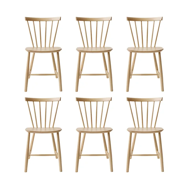 J46 καρέκλα, Beech nature lacquered, σετ 6 τεμαχίων - FDB Møbler