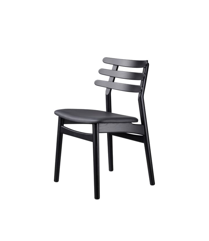 Καρέκλα J48, Oak black painted-black leather FDB Møbler
