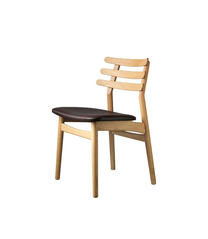 Καρέκλα J48, Oak nature lacquered-dark brown leather FDB Møbler