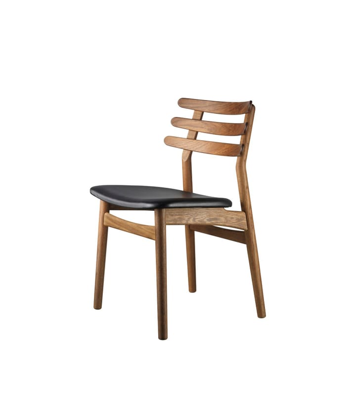 Καρέκλα J48, Smoked oak nature lacquered-black leather FDB Møbler