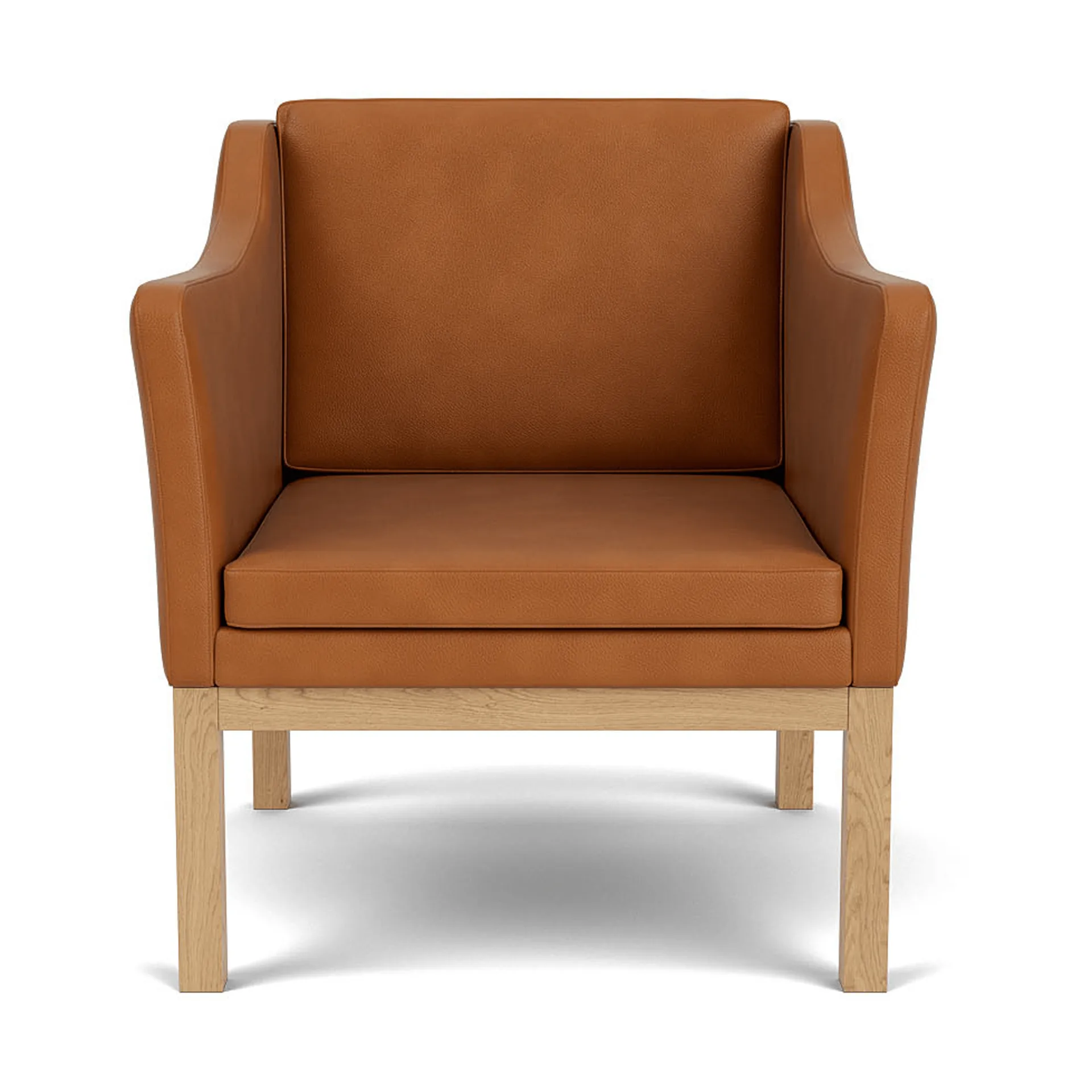 L46 MK155 easy chair πολυθρόνα, Βαμμένη δρυς-δέρμα κονιάκ FDB Møbler