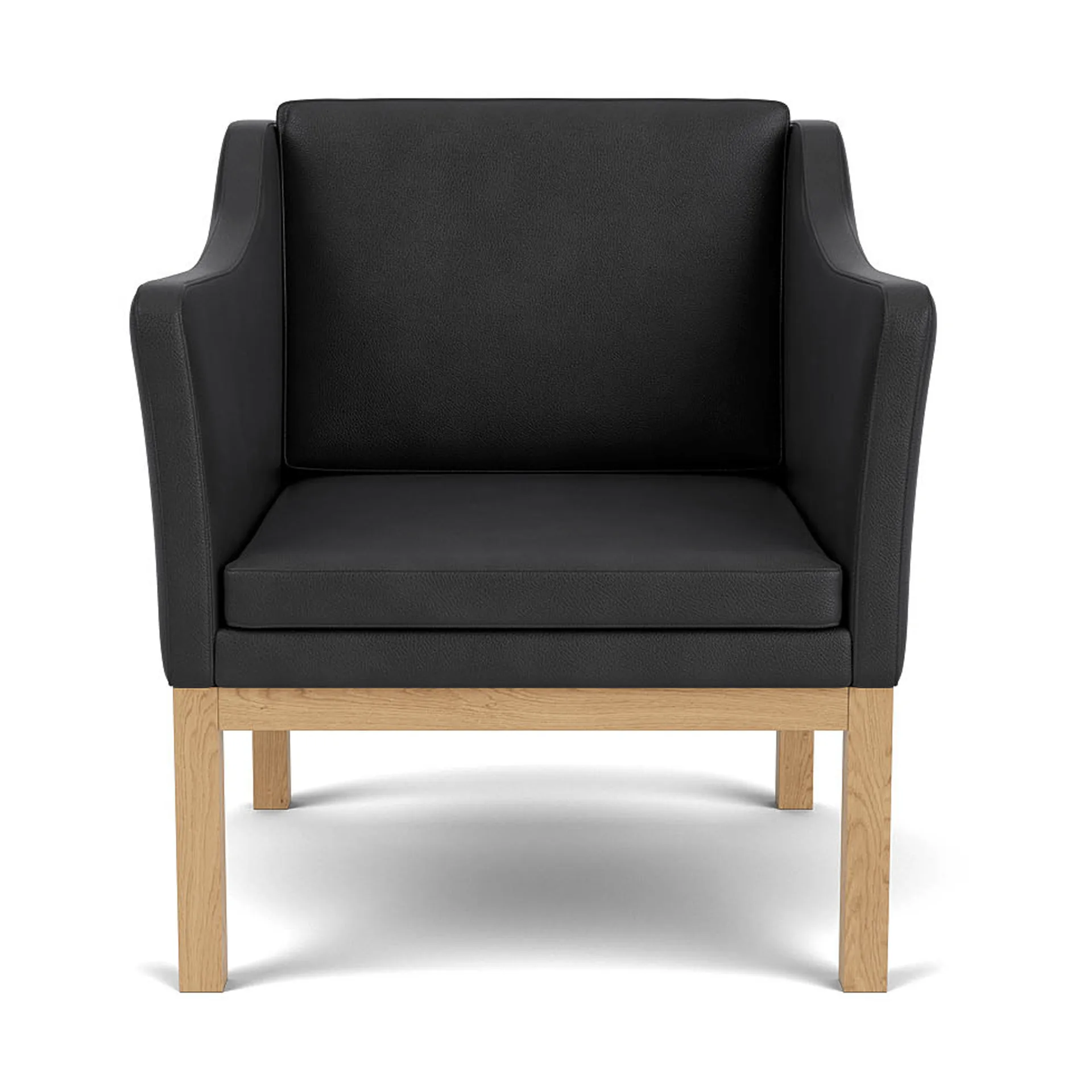 L46 MK155 easy chair πολυθρόνα, Βαμμένη δρυς-δέρμα μαύρο FDB Møbler