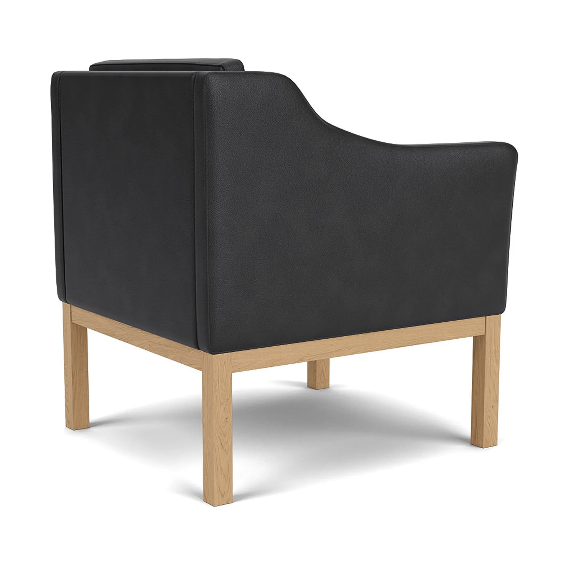 L46 MK155 easy chair πολυθρόνα, Βαμμένη δρυς-δέρμα μαύρο FDB Møbler
