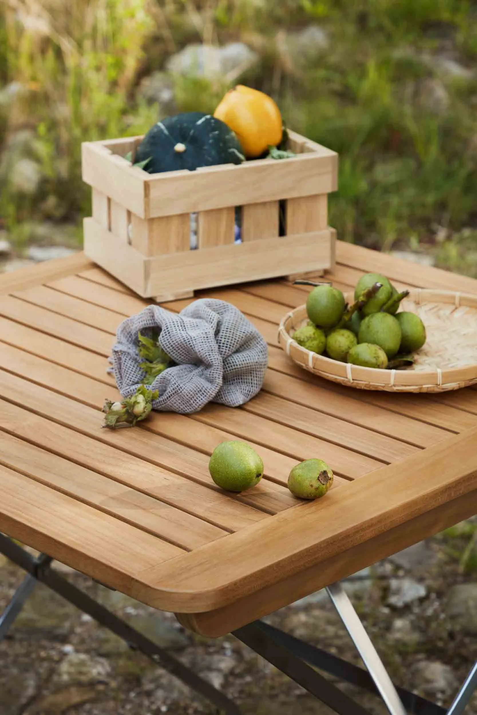 M26 Lilleø τραπέζι μπαλκονιού, Teak-ανοξείδωτο ατσάλι FDB Møbler