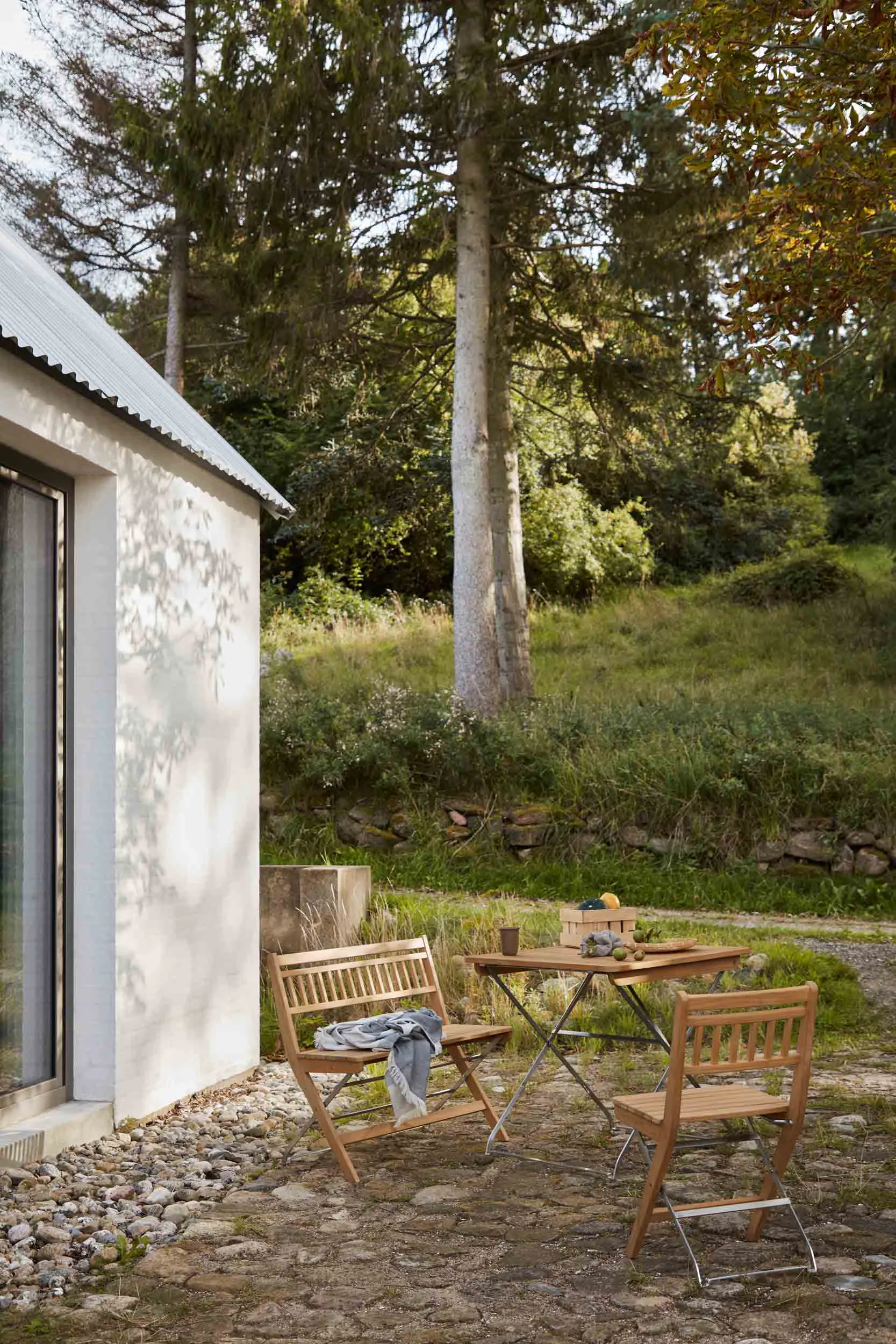 M26 Lilleø τραπέζι μπαλκονιού, Teak-ανοξείδωτο ατσάλι FDB Møbler