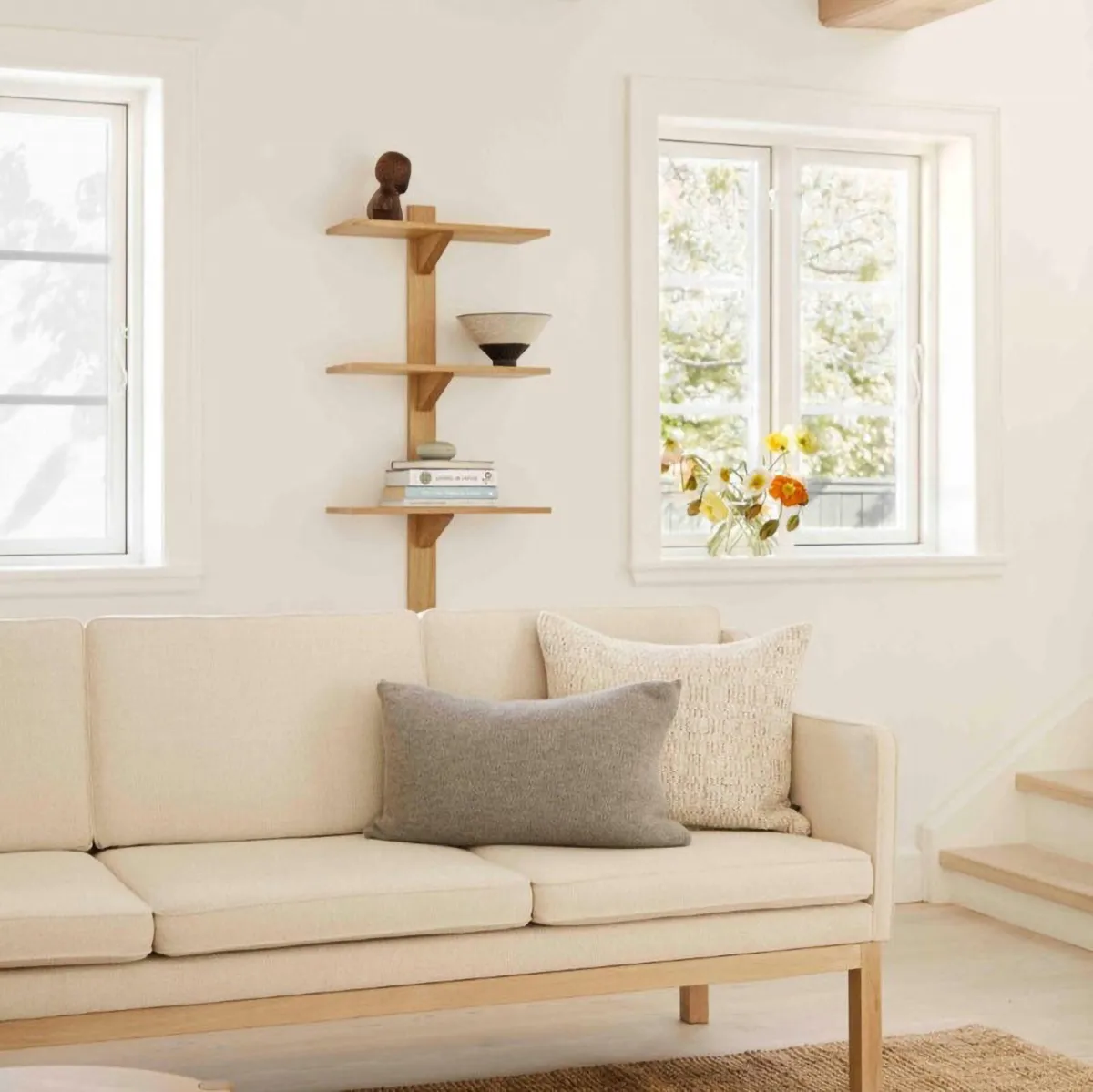 MK46 Mogens Koch 3-θέσιος καναπές, Lacquered oak-beige 90 FDB Møbler