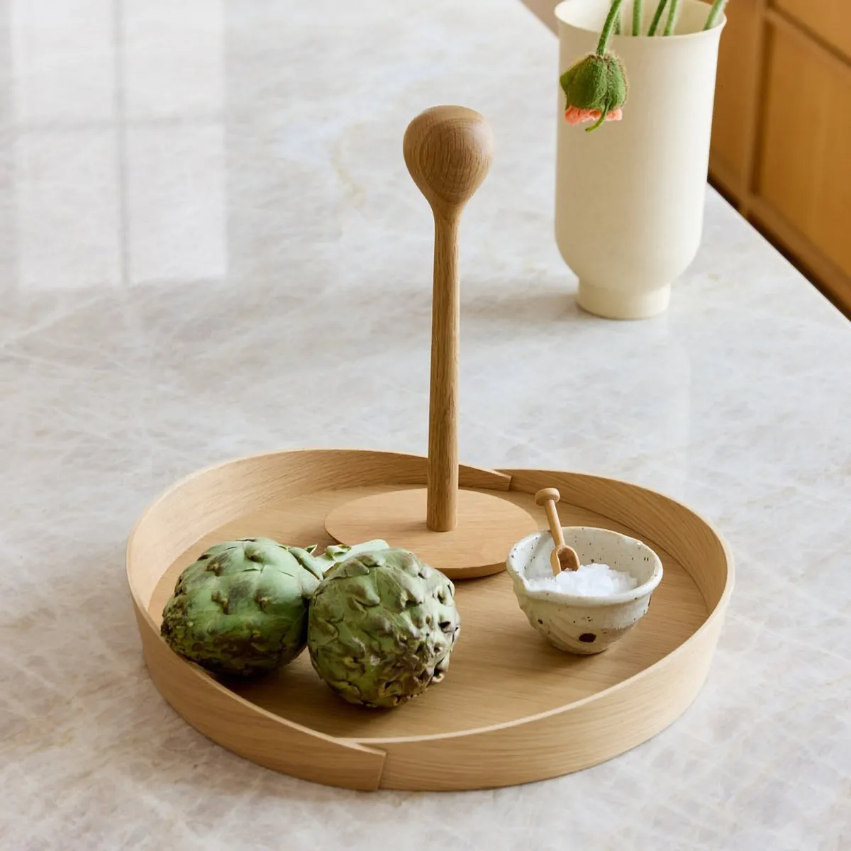 V43 Top δίσκος Ø38 cm, Λακαρισμένη δρυς FDB Møbler