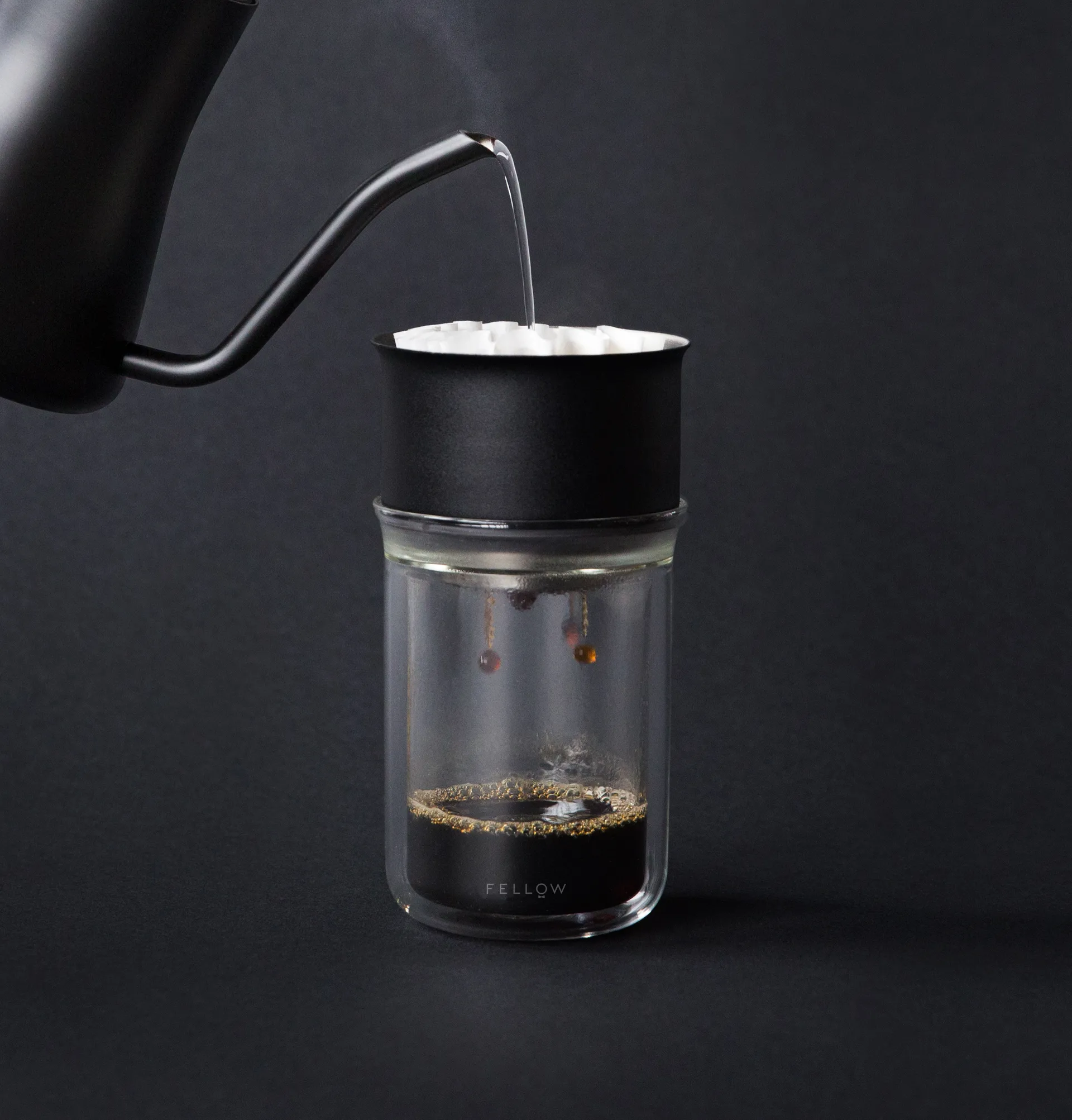 Stagg X pour-over dripper 2-pack, Matte black-clear glass Fellow