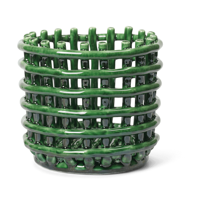 Κεραμικό πλεκτό καλάθι Ø16 cm - Emerald Green - Ferm LIVING