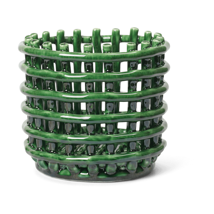 Κεραμικό πλεκτό καλάθι Ø16 cm - Emerald Green - Ferm Living