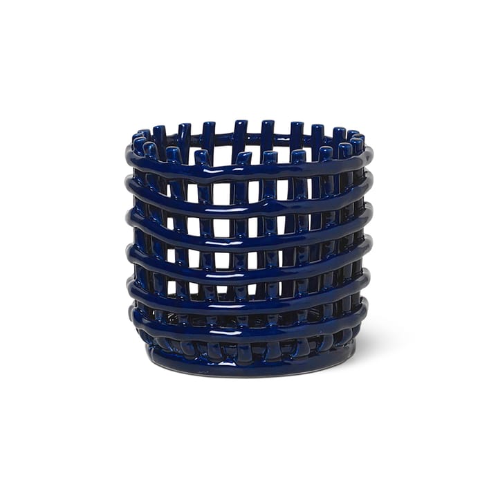 Κεραμικό πλεκτό καλάθι Ø16 cm - μπλε - Ferm Living
