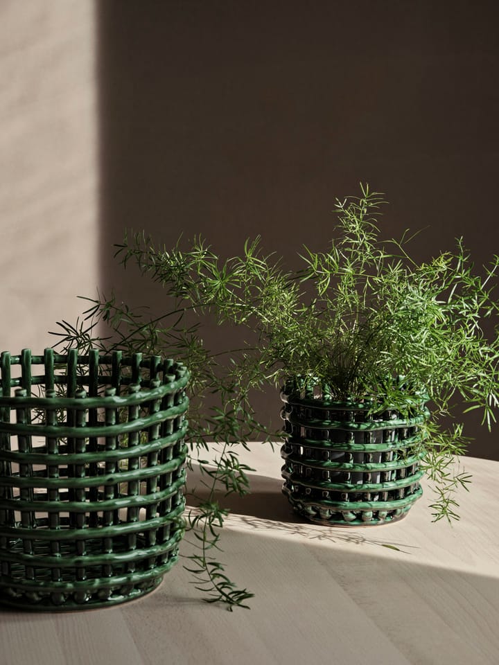 Κεραμικό πλεκτό καλάθι Ø23.5 cm, Emerald Green Ferm Living