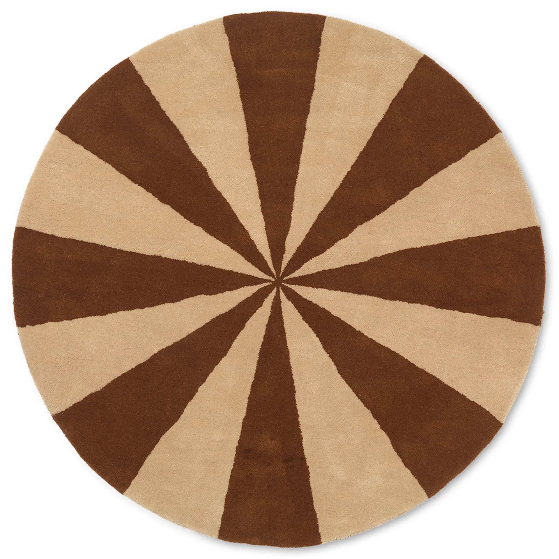 Arch χαλί με φούντες Ø130 cm, Σκούρο τούβλο-Υπόλευκο Ferm Living